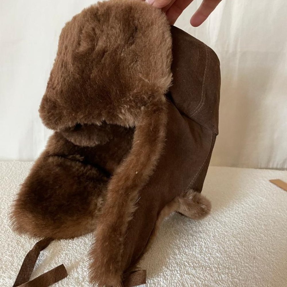 Genuine and authentic vintage Ushanka Cossack-style brown fur Russian hat.